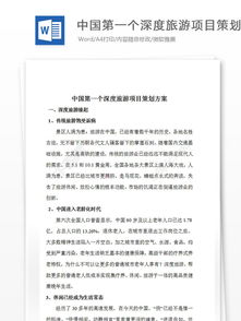 中國首個深度旅游項目策劃方案與行業分析報告免費獲取指南
